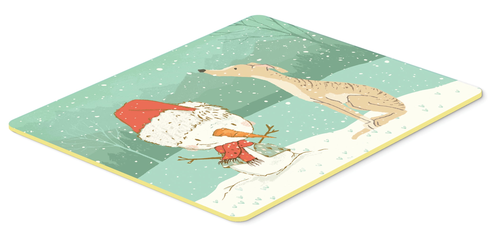 Brindle Greyhound Snowman Christmas Kitchen or Bath Mat 24x36