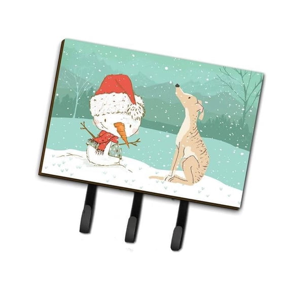 Brindle Greyhound Snowman Christmas Leash or Key Holder