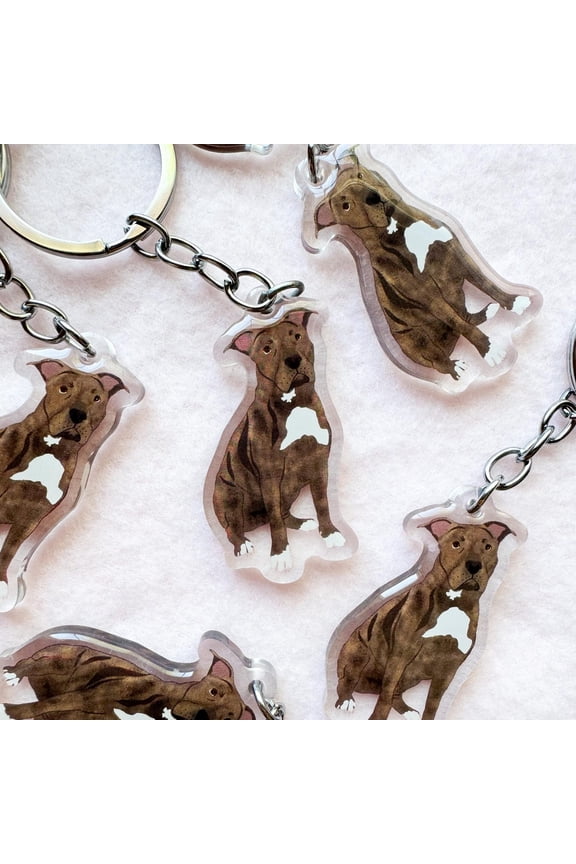 Brindle Pit Bull, Staffy Keychain, Acrylic Keychain, American Pit Bull Keychain, Dog Keychain, Original Artwork Keychain (1 keychain)