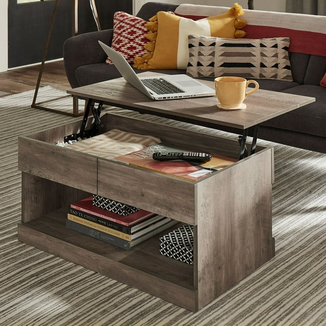 Brindle Rectangular Lift Top Coffee Table, Gray Oak, by Hillsdale Living Essentials