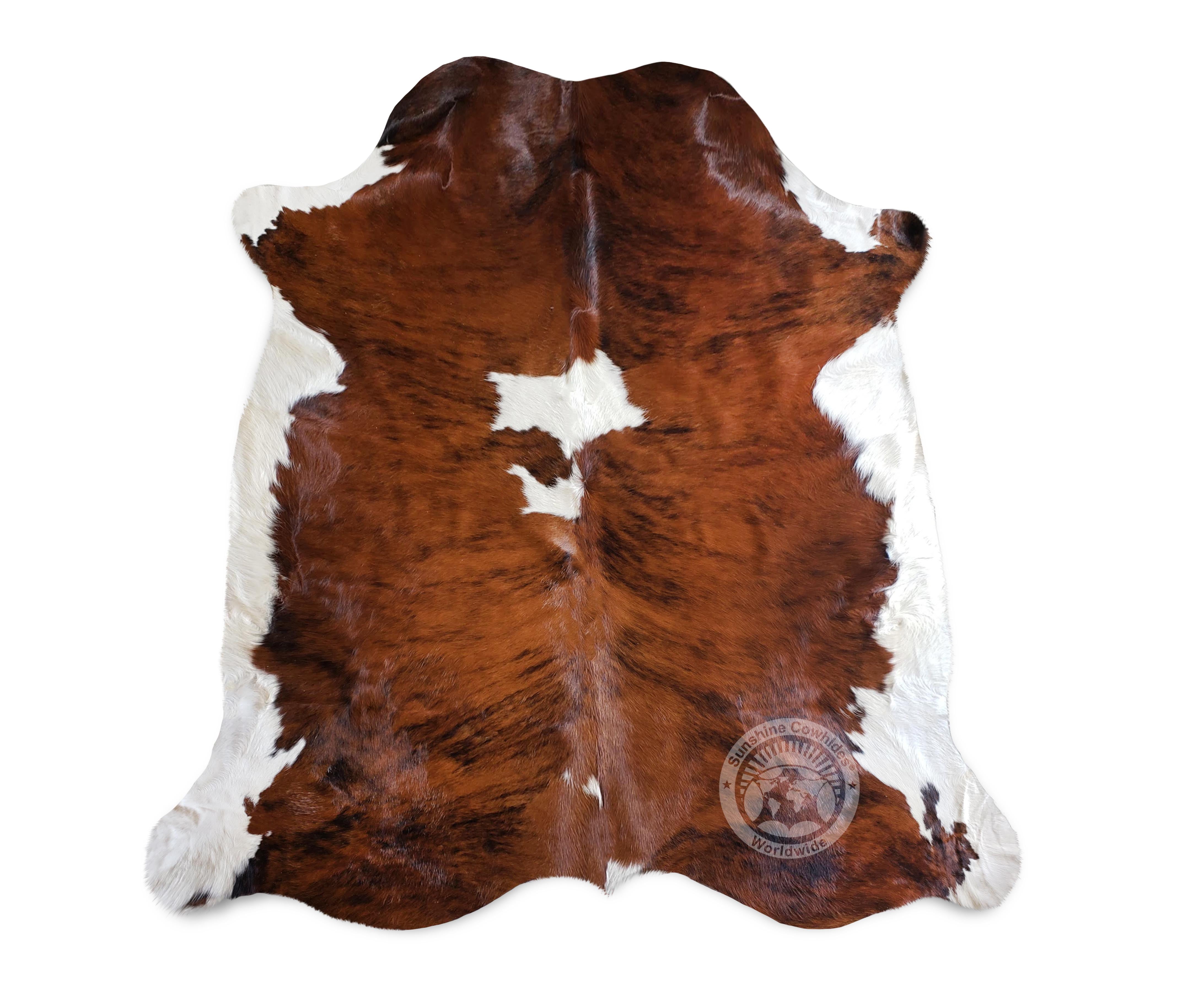 Extra Large Brindle Tricolor Genuine Cowhide Rug