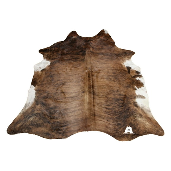 Brindle White Belly Cowhide Rug - Sizes: XXL 8'x7' Ft - Premium Cow Hide Rug