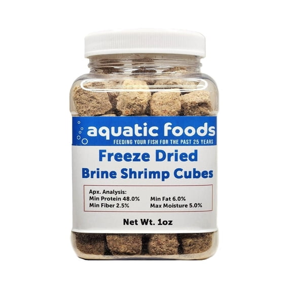 Brine Shrimp Cubes--Freeze Dried Floating Brine Cubes for All Tropical Fish, Marine Fish, Discus, Cichlids, Koi & Pond Fish, Turtles1oz Small Jar