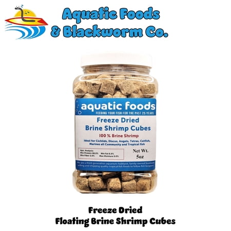 Brine Shrimp Cubes--Freeze Dried Floating Brine Cubes for All Tropical Fish, Marine Fish, Discus, Cichlids, Koi & Pond Fish, Turtles…5oz Med Jar