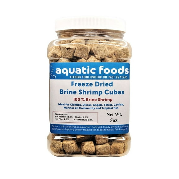 Brine Shrimp Cubes--Freeze Dried Floating Brine Cubes for All Tropical Fish, Marine Fish, Discus, Cichlids, Koi & Pond Fish, Turtles5oz Med Jar