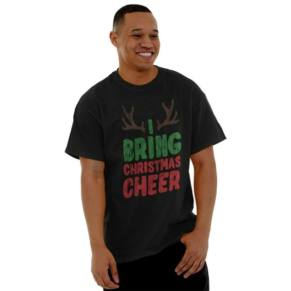 Bring Christmas Cheer Reindeer Antler Men's Graphic T Shirt Tees Brisco Brands L