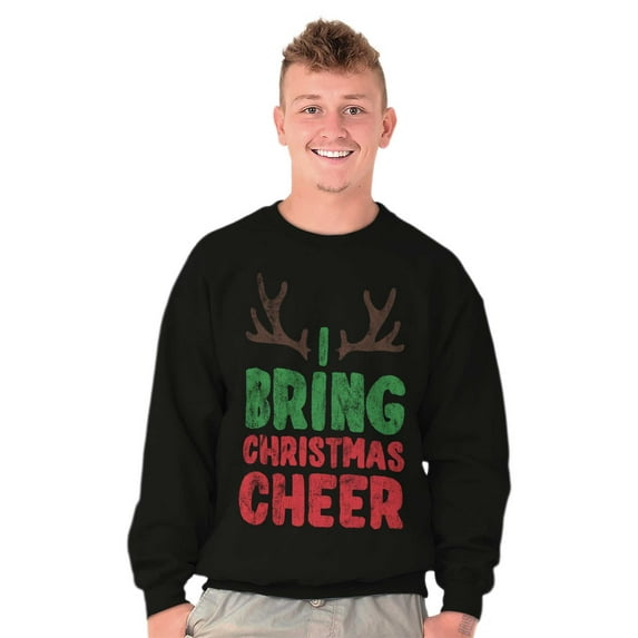 Bring Christmas Cheer Reindeer Antler Sweatshirt for Men or Women Brisco Brands M
