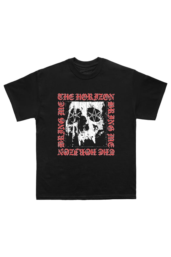 Bring Me The Horizon Men's Skull Square T-Shirt Black Small | Officially Licensed Merchandise