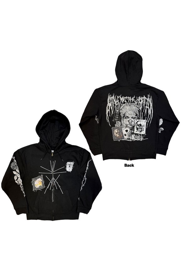 Bring Me The Horizon Unisex Zipped Hoodie Sweatshirt Nailed Symbol (Black) (Back Print) (XX-Large)