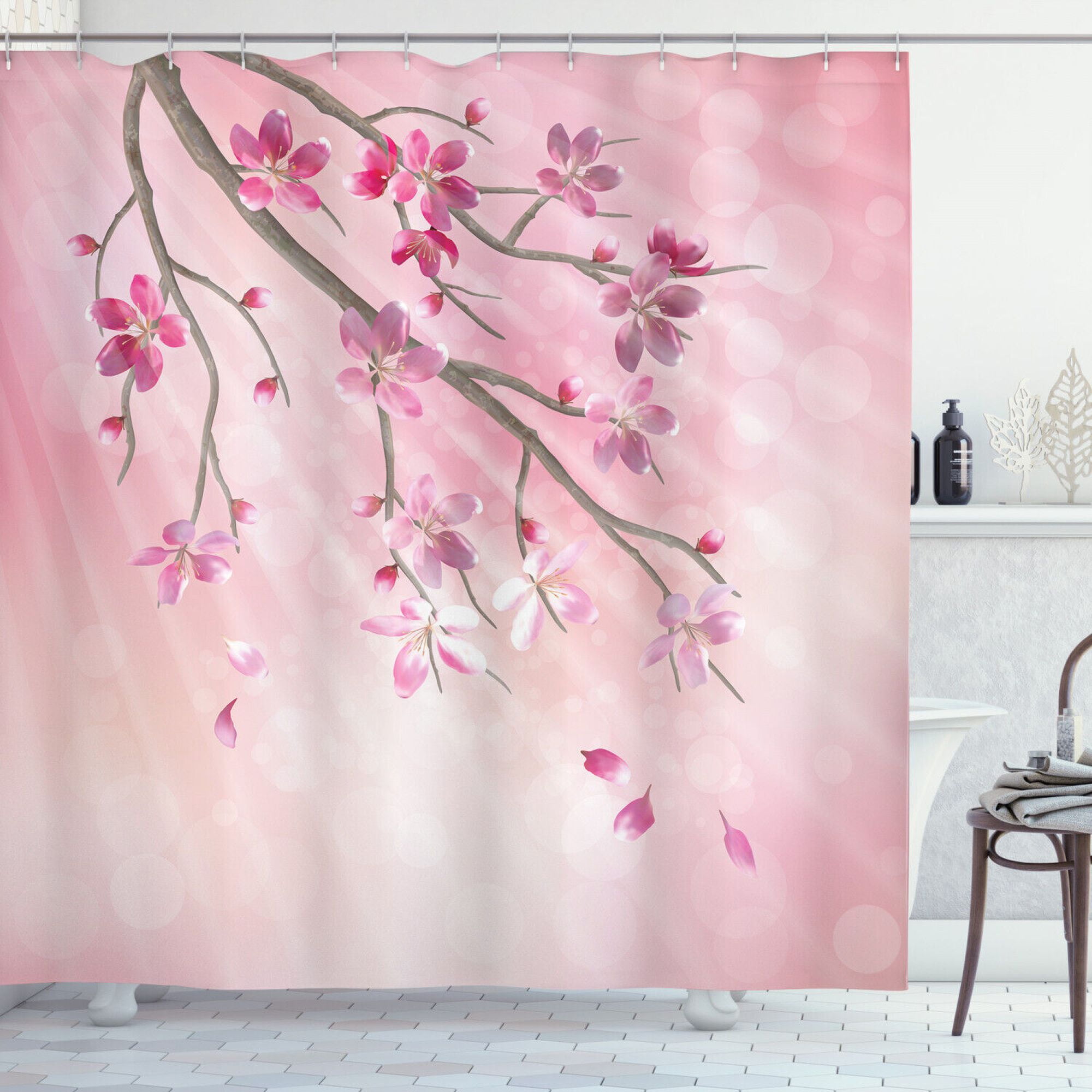 Bring Nature Indoors with this Elegant Pink Shower Curtain Featuring a