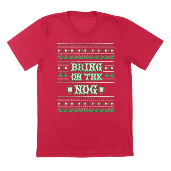 Bring On The Nog Humor Graphic Red Mens T-Shirt