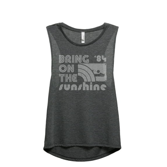 Bring On The Sunshine Women's Fashion Sleeveless Muscle Workout Yoga Tank Top Charcoal Grey 2X-Large