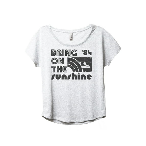 Bring On The Sunshine Women's Fashion Slouchy Dolman T-Shirt Tee Heather White Large