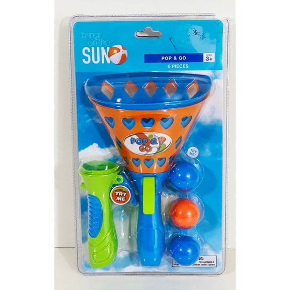 Bring On the Sun 6-Piece Kids' Launcher Basket Pop & Go Game Set, For Age 3 and Above