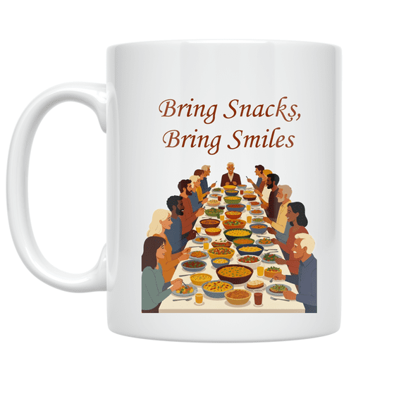 Bring Snacks Bring Smiles - Community Potluck Enthusiast - 11 oz Ceramic Coffee Mug