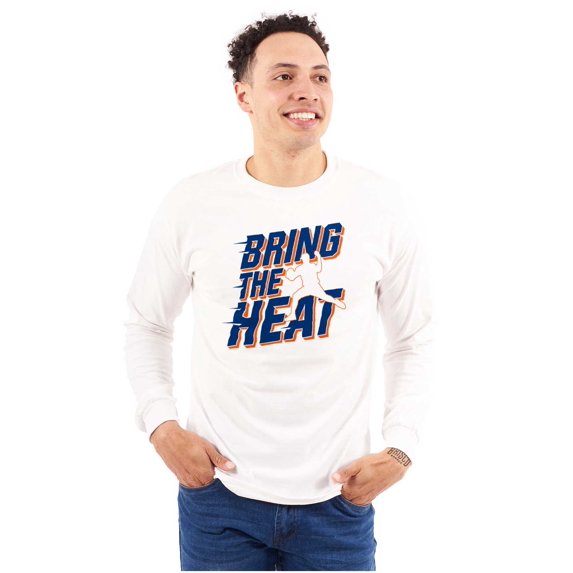 Bring The Heat Baseball Pitcher Men's Big & Tall Long Sleeve Graphic Tee Brisco Brands 3X