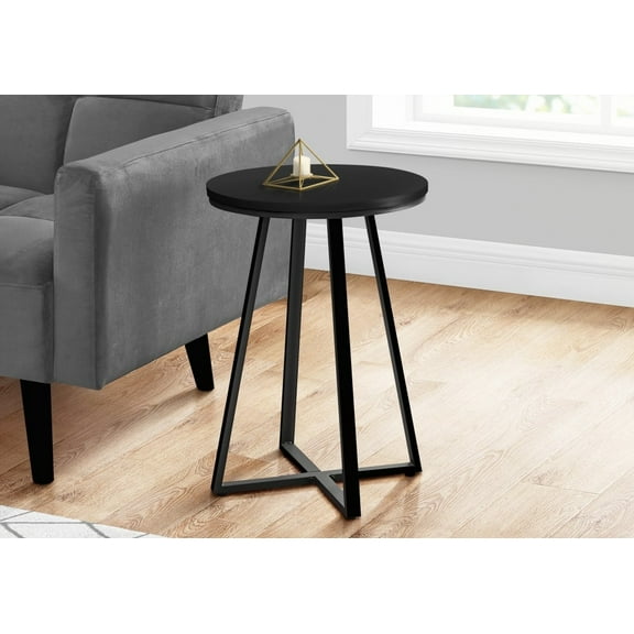 Bring a modern touch with black laminate & metal end table|Round, Black
