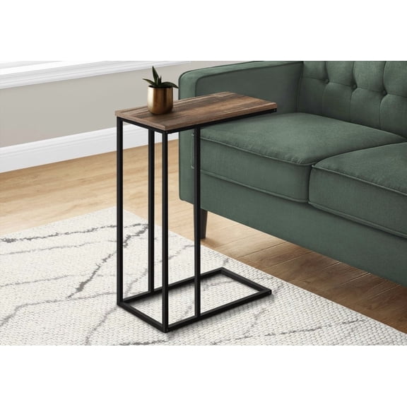 Bring a modern vibe with C-shaped table|Brown Laminate, Black Metal