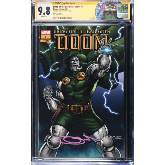 Bring on the Bad Guys: Doom 1 CGC Signature Series 9.8 Custom Doctor Doom Label Sajad Shah Variant A Trade LTD 3000