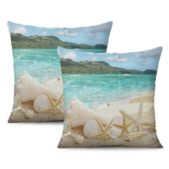 Bring the Sea Home: Set of 2 Coastal 20x20 inch Beach Themed Throw Pillow Covers - Perfect for Sofa and Bedroom Décor.