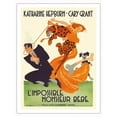 thumbnail image 1 of Bringing Up Baby ( L’Impossible Monsieur Bebe) - starring Katharine Hepburn Cary Grant - Vintage French Film Movie Poster by Bernard Lacy c.1938 - Fine Art Matte Paper Print (Unframed) 20x26in, 1 of 4
