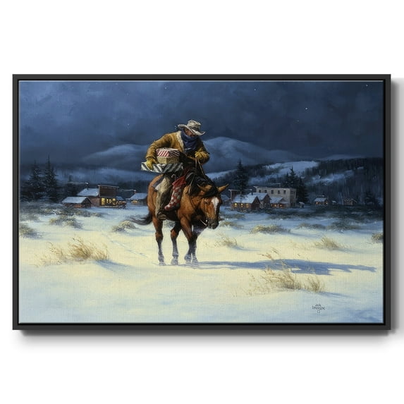 Bringing Christmas Home - Framed Gallery Wrapped Holiday Canvas - 25 x 37 - Black Frame