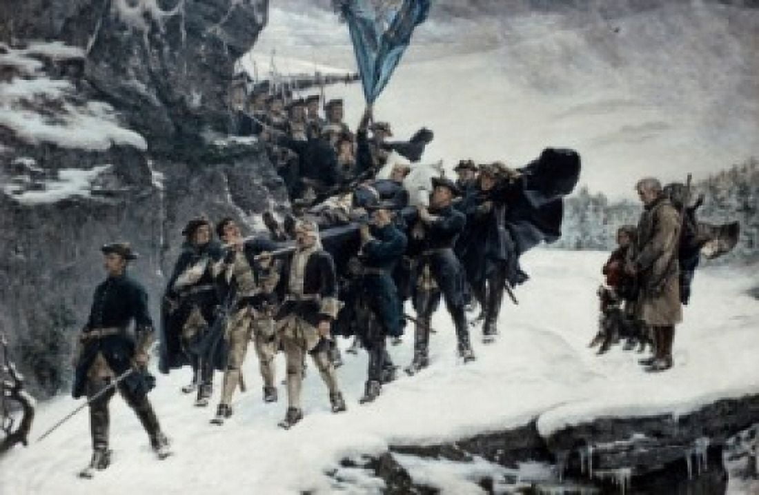 Bringing Home the Dead King Charles XII Gustaf Olaf Cederstrom (1845-1933Swedish) Canvas Art - Gustaf Olaf Cederstrom (18 x 24)