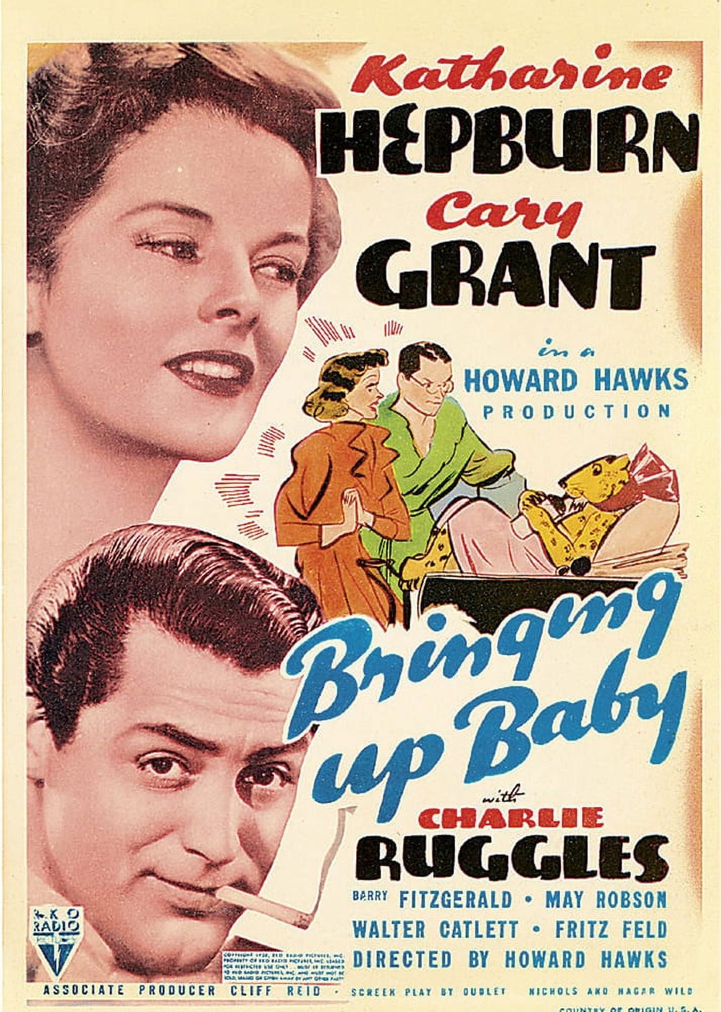 Bringing Up Baby Left From Top: Katharine Hepburn Cary Grant On Midget  Window Card 1938. Movie Poster Masterprint (24 x 36), image size:1426x2000
