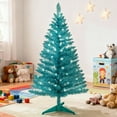 thumbnail image 1 of Bringstar 4FT Green Artificial Christmas Tree with 50 String Lights, Mini Tinsel Tree, Not Pre-Lit, for Home & Office Holiday Décor, 1 of 9