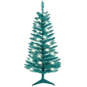 Leeheeyee 4FT Mini Christmas Tree with Lights, Turquoise Christmas Tree with 50 Lights