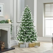 Bringstar 5FT Unlit Green Artificial Christmas Tree with PE & PVC Mixed Branch Tips, White-Tipped Pine Needles, Hinged Design with Sturdy Metal Stand, Easy Assembly for Indoor Holiday Decoration