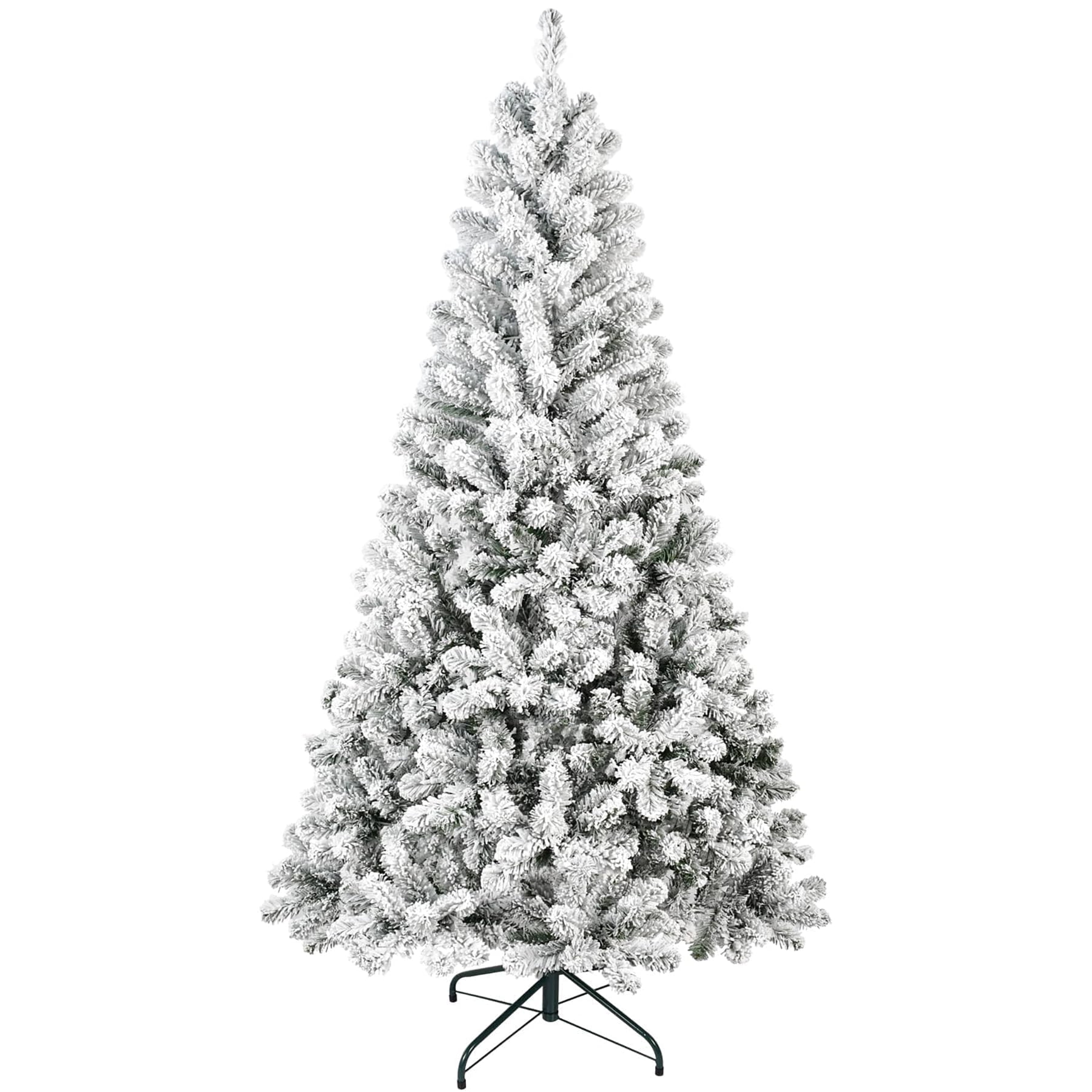 6-Foot Snow Flocked Unlit Pine Christmas Tree with Metal Stand