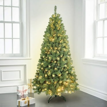 Bringstar 6FT Pre-Lit Christmas Tree, Premium PVC Branch Tips, 300 Warm White Lights, Artificial Green Xmas Tree