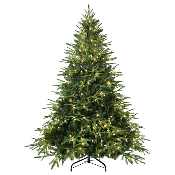 Bringstar 6FT Prelit Artificial Christmas Tree with 400 Lights, Premium Fake Xmas Tree with 2056 PE & PVC Mixed Branch Tips, Metal Hinges & Foldable Base