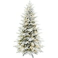 Bringstar 6Ft Christmas Tree, Prelit White Flocked spruce Premium