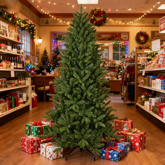 Bringstar 6ft Unlit Green Artificial Christmas Tree, Realistic PE/PVC Spruce Xmas Tree with 1156 Tips, Hinged Fake Holiday Tree