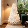 thumbnail image 1 of Bringstar 7.5FT Prelit White Artificial Christmas Tree with 450 Warm White Lights,White PVC Xmas Tree with 1240 Tips, Metal Stand, 1 of 12