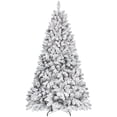 thumbnail image 1 of Bringstar 7ft Snow Flocked Artificial Christmas Tree with Pine Cones, Hinged Unlit Xmas Tree with Full Branches for Holiday Decoration, 1 of 5