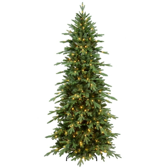 Bringstar 7Ft Prelit Green spruce Artificial Christmas Tree, Prem Xmas Tree, 2515 Lifelike PE&PVC Mixed Tips , 400 Incandescent Lights