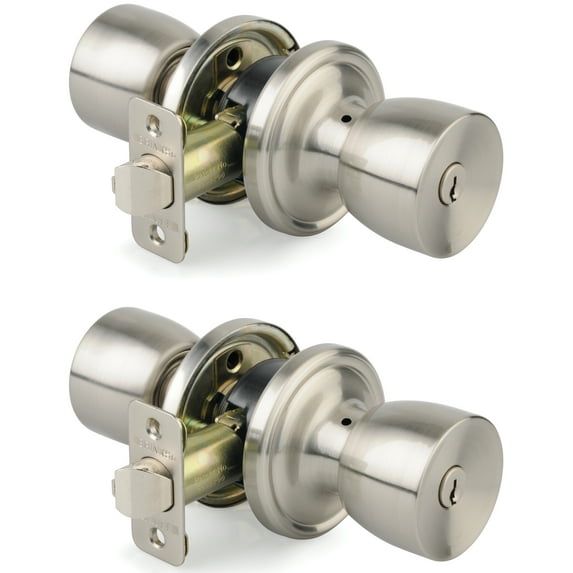 Brink's 2 Keyed Entry Door Knob Bell And 2 Deadbolt Combo Pack Satin Nickel
