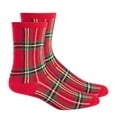 thumbnail image 1 of Brinkley Plaid Red Green Socks Women Adult Crew Socks Holiday CHRISTMAS Gift New, 1 of 1