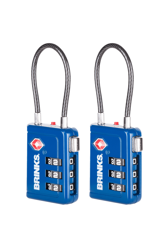 34mm Blue TSA Indicator Lock with Cable Shackle, 2 pack