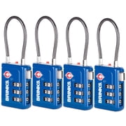 Brinks 34mm Blue TSA Indicator Lock with Cable Shackle, 4 pack