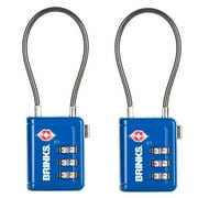 Brinks 34mm Blue TSA Indicator Lock with a Long Cable Shackle, 2 pack