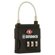 Brinks 37mm Die-Cast TSA Combination Luggage Padlock with 1-1/4in Flexible Braided Steel Cable Shackle