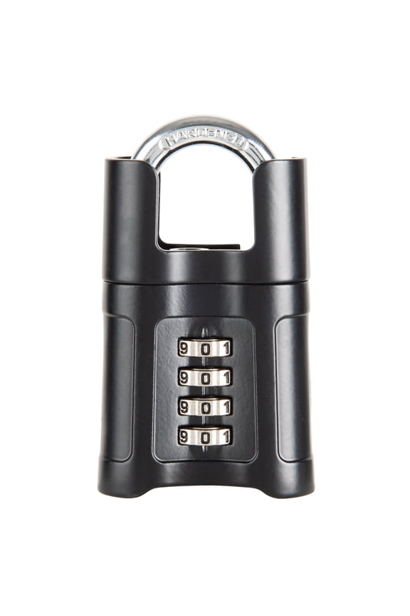 57mm 4-Digit Resettable Steel Combination Padlock with 1in Shackle and Shrouded Guard