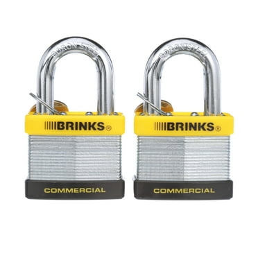 Brinks Commercial Laminated Steel 50mm Keyed Padlock with 2in Shackle, 2 Pack