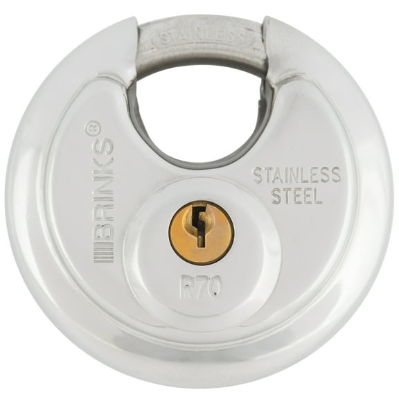 Brinks Commercial Stainless Steel 70mm Keyed Discus Padlock with 5/8in Shackle