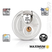 Brinks Commercial Stainless Steel 70mm Keyed Discus Padlock with 5/8in Shackle