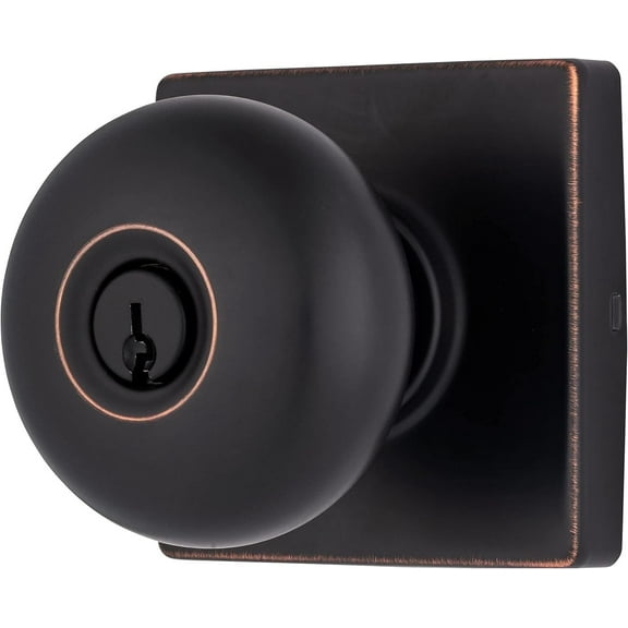 Brinks Contemporary Keyed Entry Doorknob, Tuscan Bronze